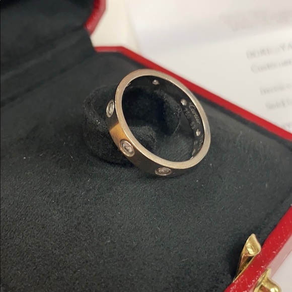 Cartier Diamond Love 18K Gold Band Ring 8 Diamonds - Picture 13 of 16